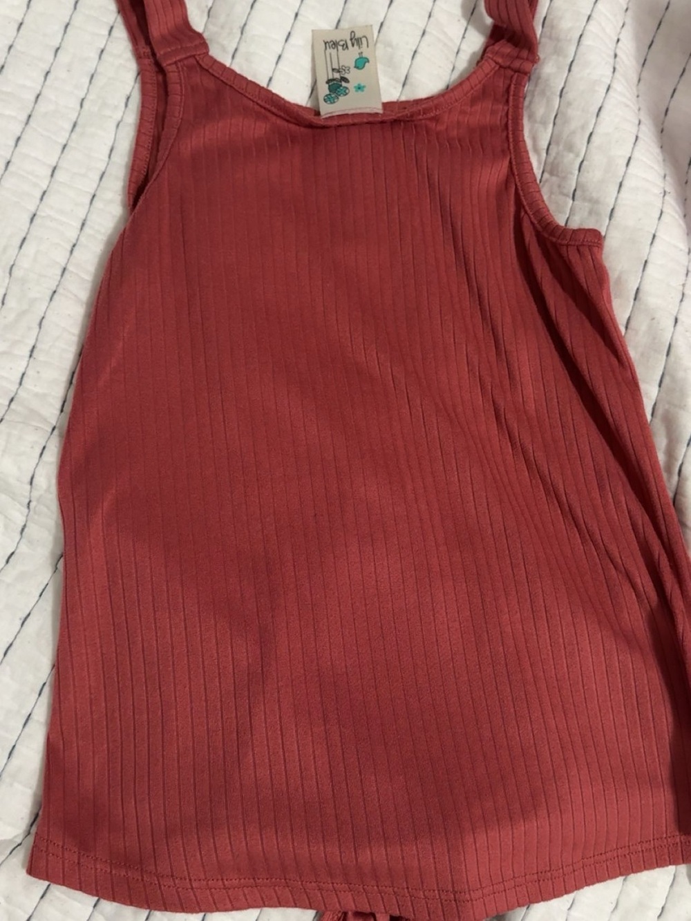 Lily Bleu Rust-Red Ribbed Button Tank - Picture 4 of 4